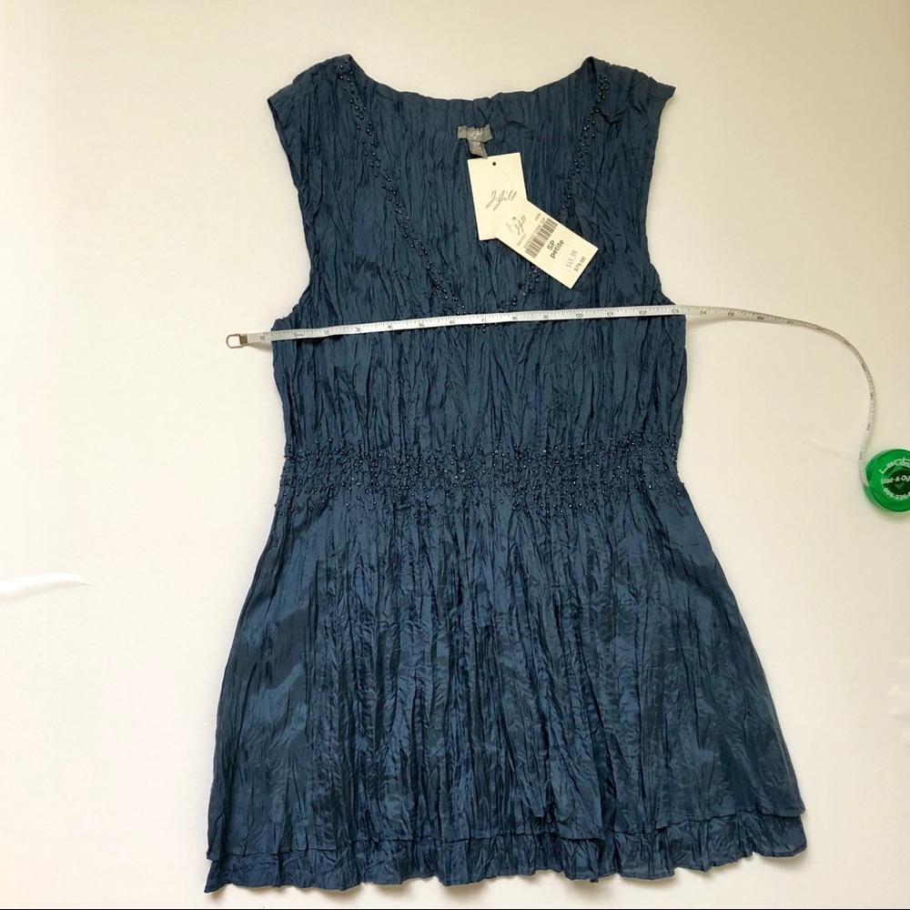 SOLD🎉NWT J.Jill Silk Sleeveless Top-Blue, Beaded, - Picture 1 of 4